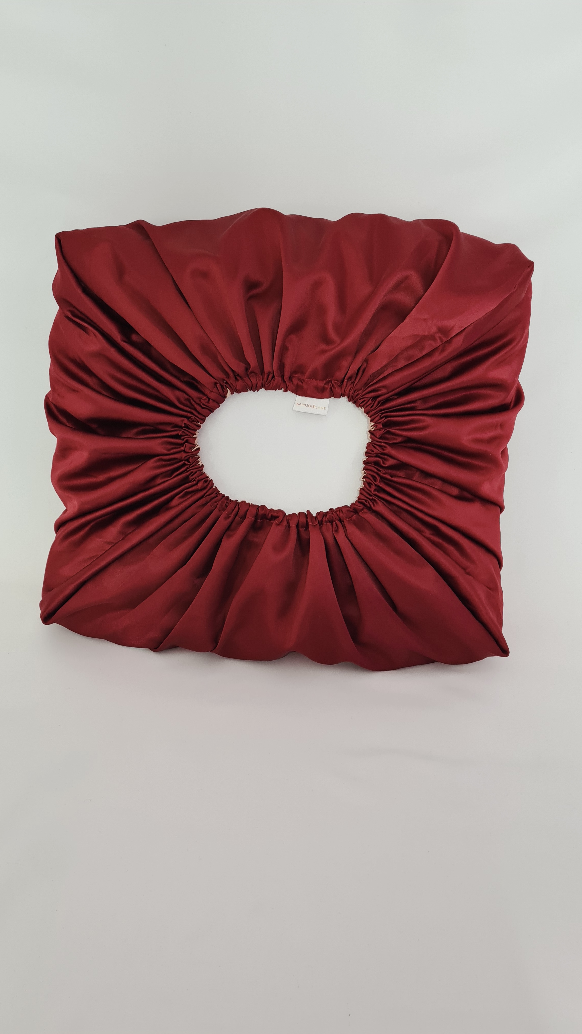 Taie d’oreiller en satin réversible (60×60 cm) – Rouge Bordeaux / Beige
